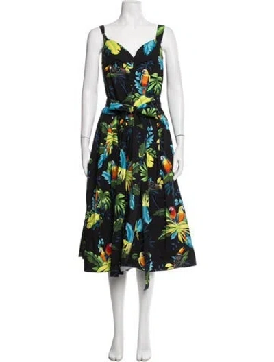 Pre-owned Marc Jacobs Floral Print Midi Length Dress In Black