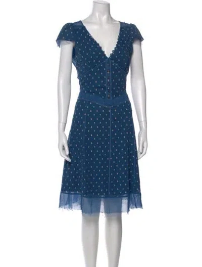Pre-owned Marc Jacobs Floral Print Midi Length Dress In Blue