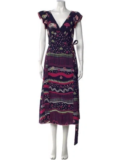 Pre-owned Marc Jacobs Floral Print Midi Length Dress In Blue