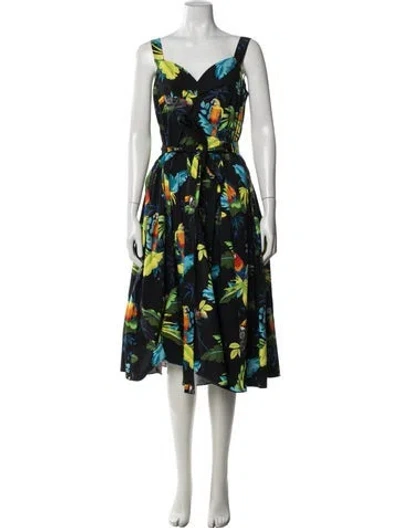 Pre-owned Marc Jacobs Floral Print Midi Length Dress In Blue