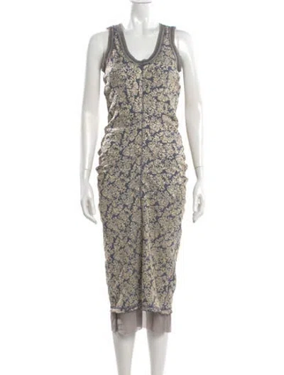 Pre-owned Marc Jacobs Floral Print Midi Length Dress In Gold