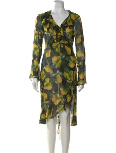Pre-owned Marc Jacobs Floral Print Midi Length Dress In Green