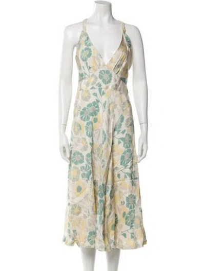 Pre-owned Marc Jacobs Floral Print Midi Length Dress In Neutral