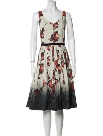Pre-owned Marc Jacobs Floral Print Midi Length Dress In Neutrals