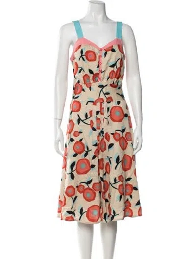 Pre-owned Marc Jacobs Floral Print Midi Length Dress In Neutrals