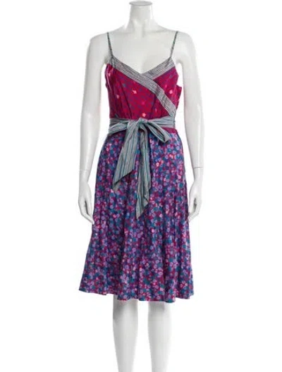 Pre-owned Marc Jacobs Floral Print Midi Length Dress In Red