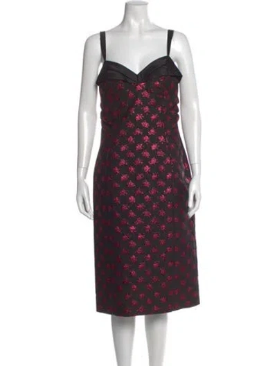 Pre-owned Marc Jacobs Floral Print Midi Length Dress W/ Tags In Black