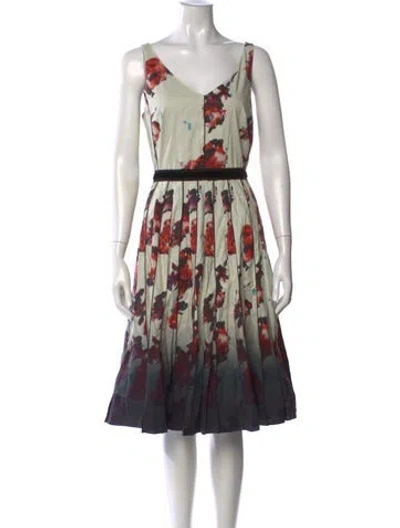 Pre-owned Marc Jacobs Floral Print Midi Length Dress W/ Tags In Neutrals