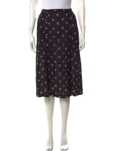 Pre-owned Marc Jacobs Floral Print Midi Length Skirt In Black