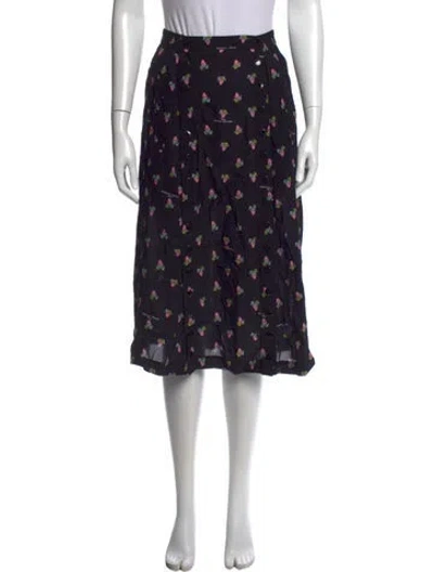 Pre-owned Marc Jacobs Floral Print Midi Length Skirt In Black