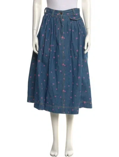 Pre-owned Marc Jacobs Floral Print Midi Length Skirt In Blue
