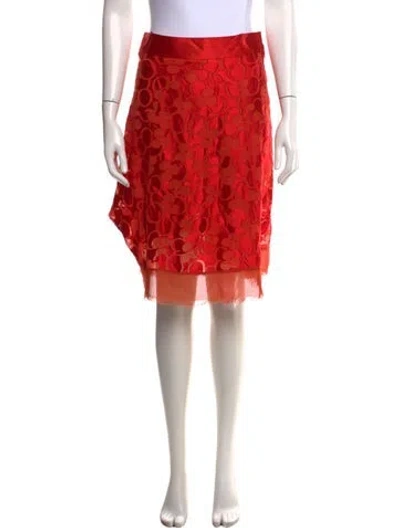 Pre-owned Marc Jacobs Floral Print Midi Length Skirt In Red