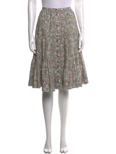 Pre-owned Marc Jacobs Floral Print Midi Length Skirt W/ Tags In Blue