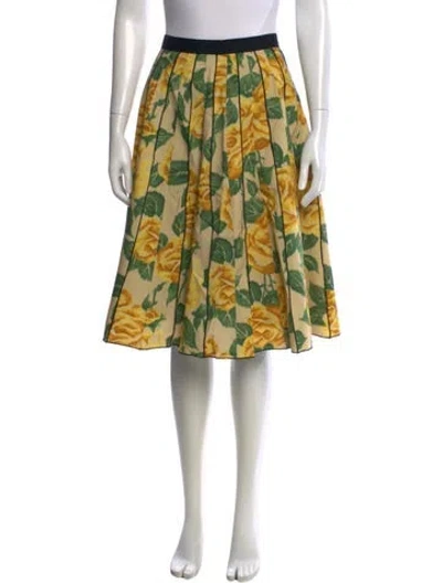 Pre-owned Marc Jacobs Floral Print Midi Length Skirt In Yellow