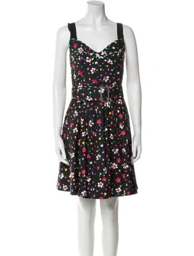 Pre-owned Marc Jacobs Floral Print Mini Dress In Black