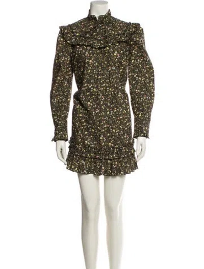 Pre-owned Marc Jacobs Floral Print Mini Dress In Black