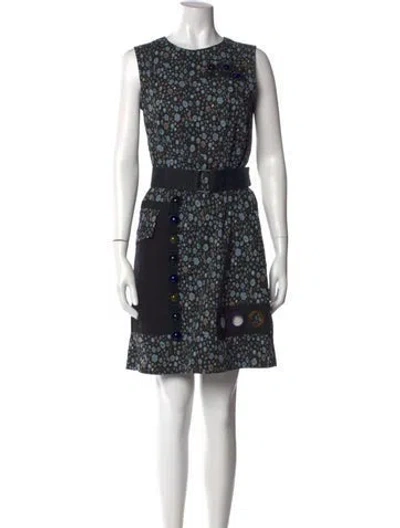 Pre-owned Marc Jacobs Floral Print Mini Dress In Black