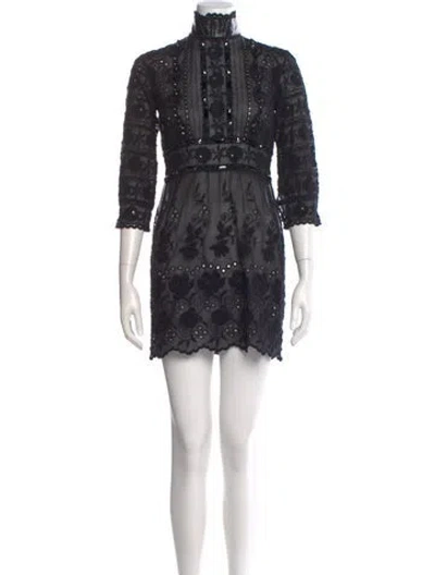 Pre-owned Marc Jacobs Floral Print Mini Dress In Black