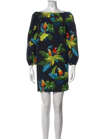 Pre-owned Marc Jacobs Floral Print Mini Dress In Black