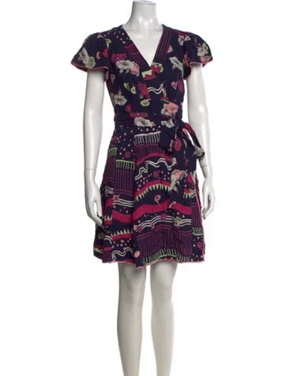 Pre-owned Marc Jacobs Floral Print Mini Dress In Blue