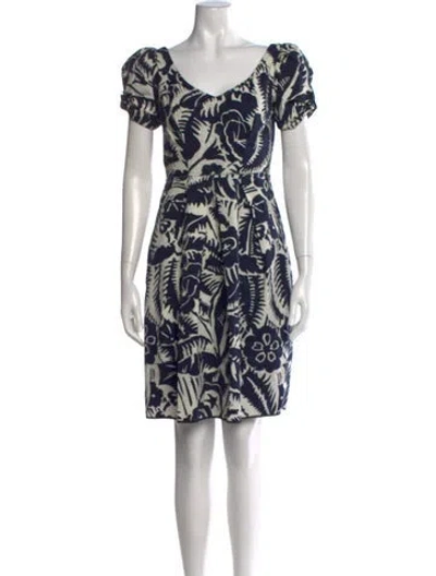 Pre-owned Marc Jacobs Floral Print Mini Dress In Blue