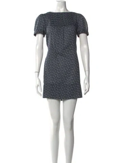 Pre-owned Marc Jacobs Floral Print Mini Dress In Blue