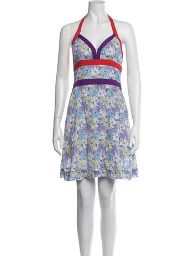 Pre-owned Marc Jacobs Floral Print Mini Dress In Blue