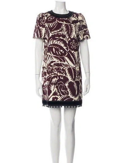 Pre-owned Marc Jacobs Floral Print Mini Dress In Burgundy