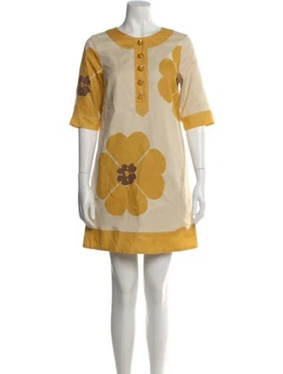 Pre-owned Marc Jacobs Floral Print Mini Dress In Neutral