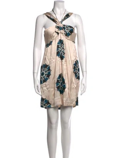 Pre-owned Marc Jacobs Floral Print Mini Dress In Neutral