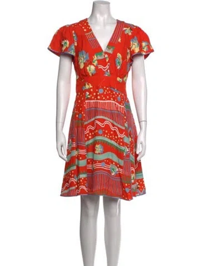 Pre-owned Marc Jacobs Floral Print Mini Dress In Orange