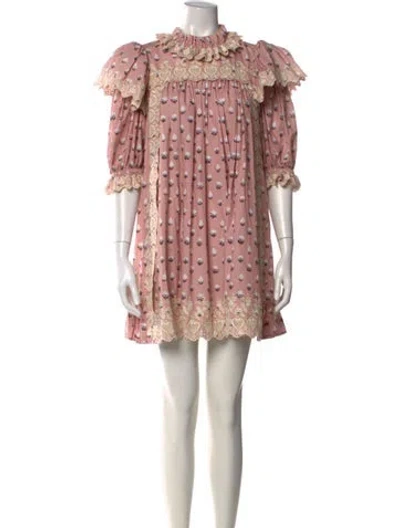 Pre-owned Marc Jacobs Floral Print Mini Dress In Pink