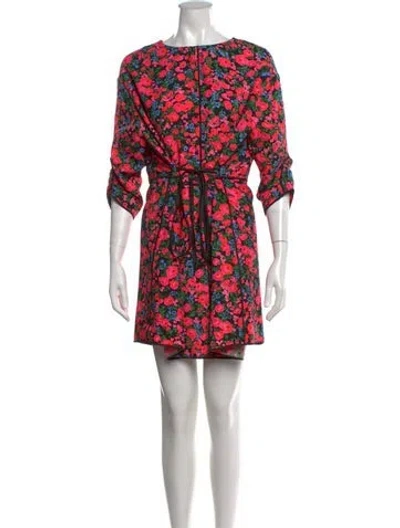 Pre-owned Marc Jacobs Floral Print Mini Dress In Pink
