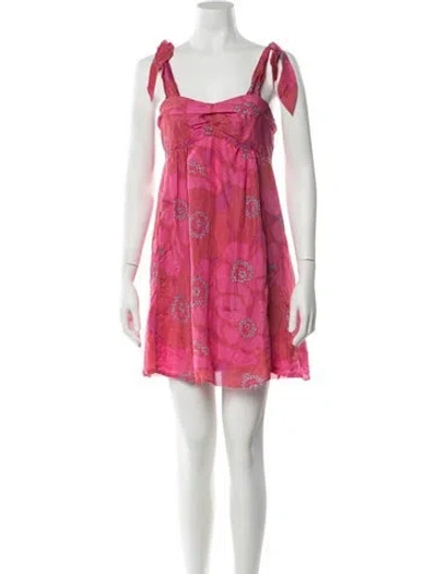 Pre-owned Marc Jacobs Floral Print Mini Dress In Pink