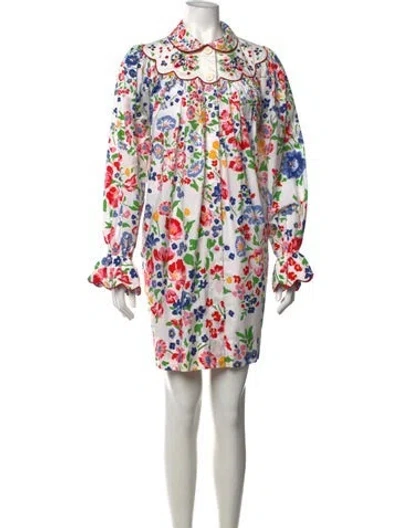 Pre-owned Marc Jacobs Floral Print Mini Dress In White