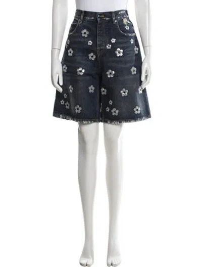 Pre-owned Marc Jacobs Floral Print Mini Shorts In Blue