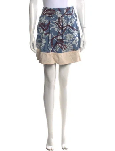 Pre-owned Marc Jacobs Floral Print Mini Skirt In Blue