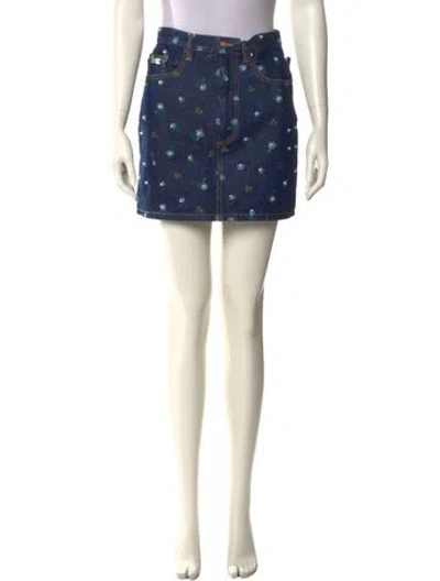 Pre-owned Marc Jacobs Floral Print Mini Skirt W/ Tags In Blue