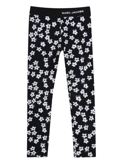 Marc Jacobs Floral Print Mini Skirt With Sophisticated Waistband And Logo Detailing In Black