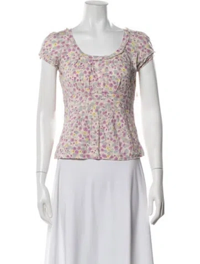 Pre-owned Marc Jacobs Floral Print Scoop Neck Top In Neutrals