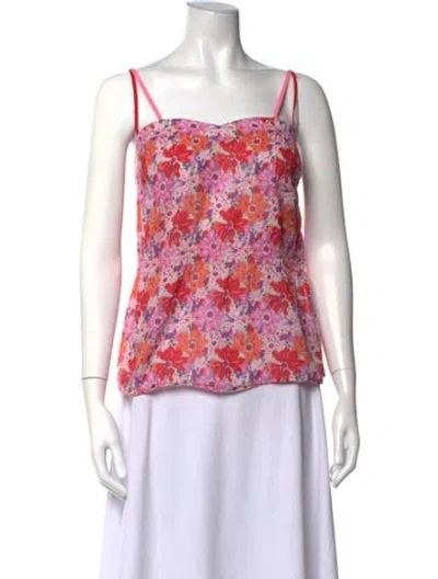 Pre-owned Marc Jacobs Floral Print Scoop Neck Top In Pink