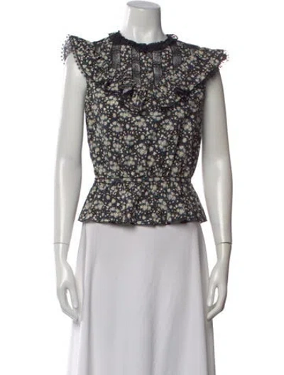 Pre-owned Marc Jacobs Floral Print Sleeveless Blouse In Black