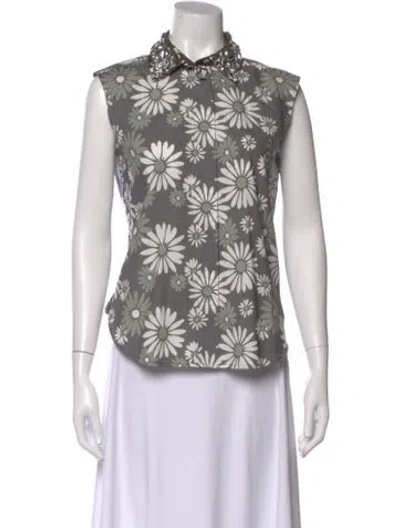 Pre-owned Marc Jacobs Floral Print Sleeveless Top In Gray