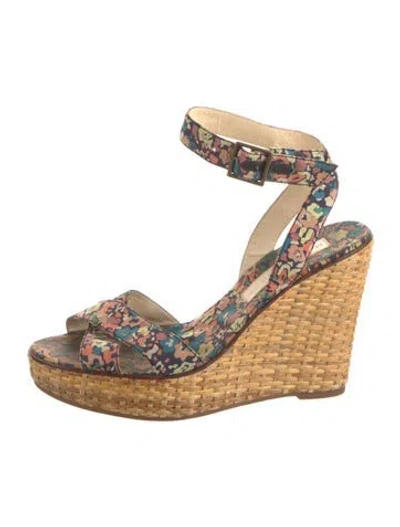 Pre-owned Marc Jacobs Floral Print Slingback Pumps In Blue