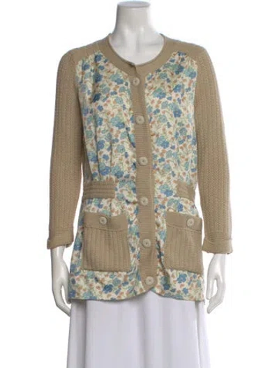 Pre-owned Marc Jacobs Floral Print V-neck Sweater In Neutral