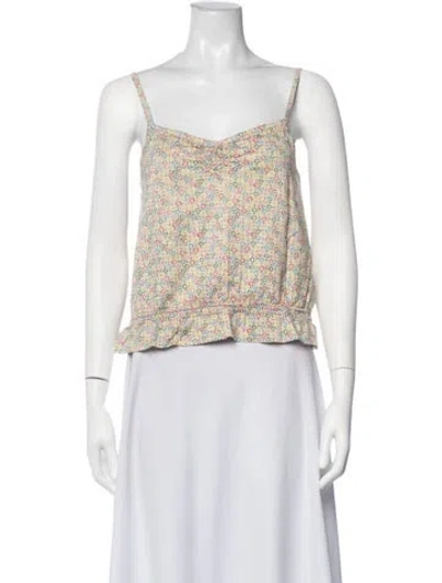 Pre-owned Marc Jacobs Floral Print V-neck Top In Neutrals