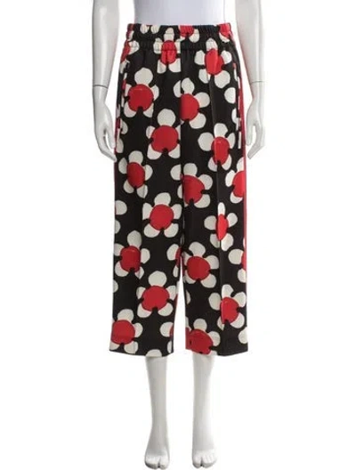 Pre-owned Marc Jacobs Floral Print Wide Leg Pants In Black
