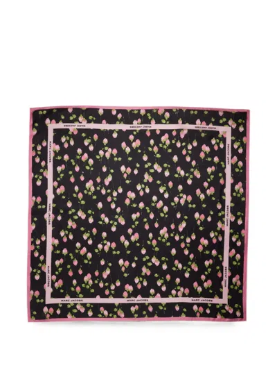 Marc Jacobs Floral Silk Scarf In Black