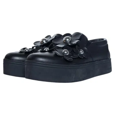 Pre-owned Marc Jacobs , Floral Slip On Sneakers In Black