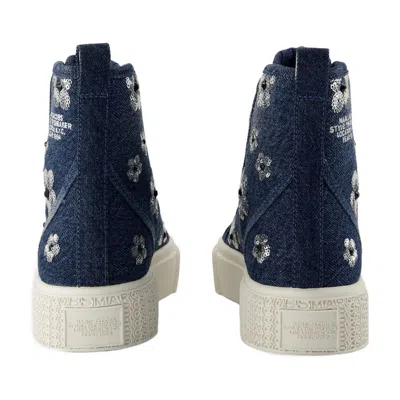 Marc Jacobs Floral-embroidered Cotton High-top Sneaker In Navy